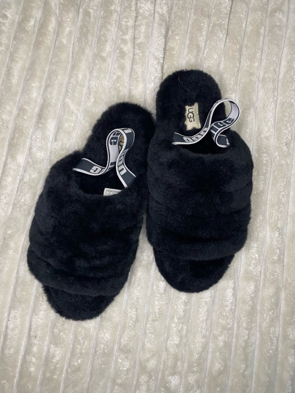UGG Black Fluff Yeah Slide Slippers